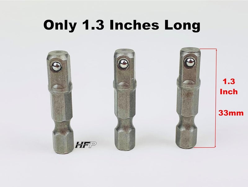 HFP Stubby 1/4 Inch Impact Socket Adapter Bit Only 1.3 Inches Long 3 Pack Stubby 1/4 Inch Impact Socket Bit 1/4" Hex to 1/4" Square - Image 2